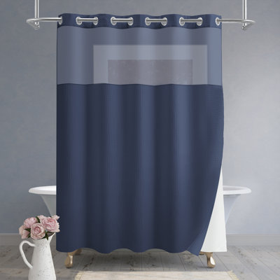 Rideau de douche gaufré en mélange de coton avec doublure inclus