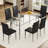 Table And Chair Set.71 * 35.4 Inch Rectangular Dining Table.Tempered Glass Tabletop,Silver 7-Shaped Metal Table Legs.Paried With PU Dining Chairs, Silver Metal Legs.Simple And Versatile.-2123350339-2123350338-2123350348