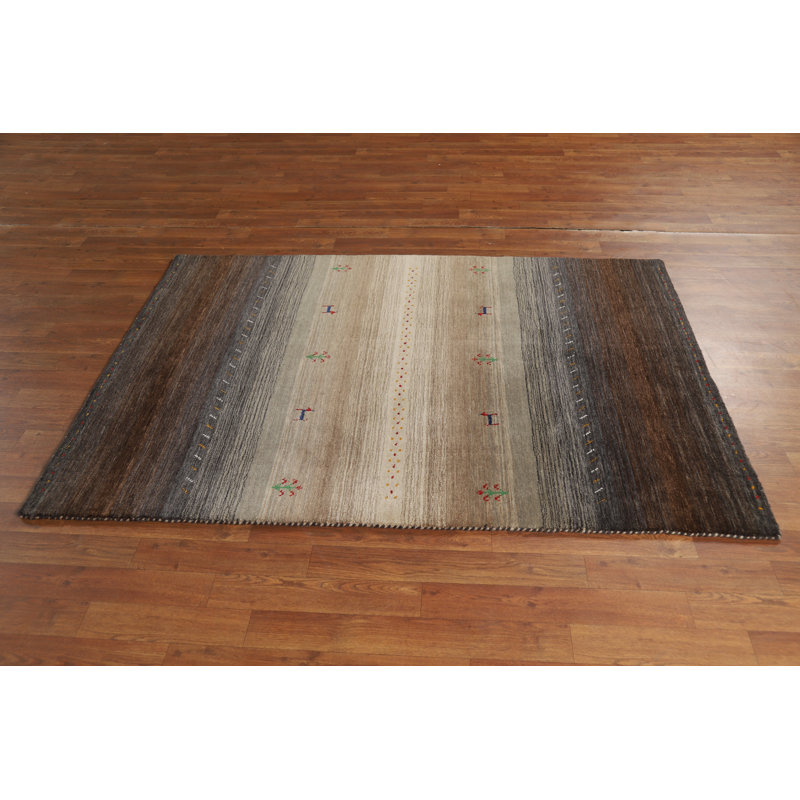 Striped Wool Gabbeh Oriental Rug 4x6