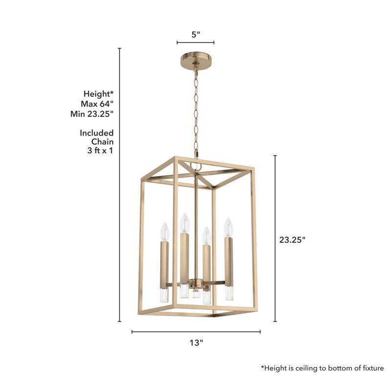 Hunter Sunjai 4 Light Pendant 13 Inch Ceiling Light Fixture, Alturas Gold