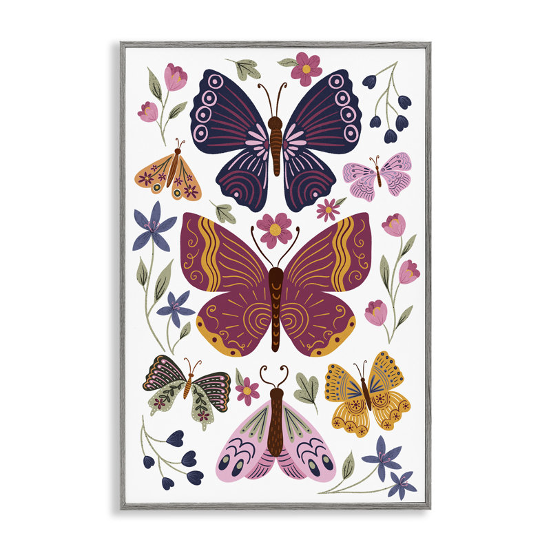 Art giclée symétrique par papillons et fleurs par JJ Design House LLC, Estampe numérique Farmhouse, H 18 po x l 12 po