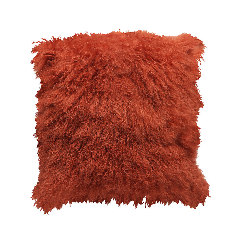 Tibetan Square Pillow Cover & Insert, Rust, 26" x 26", Solid Color