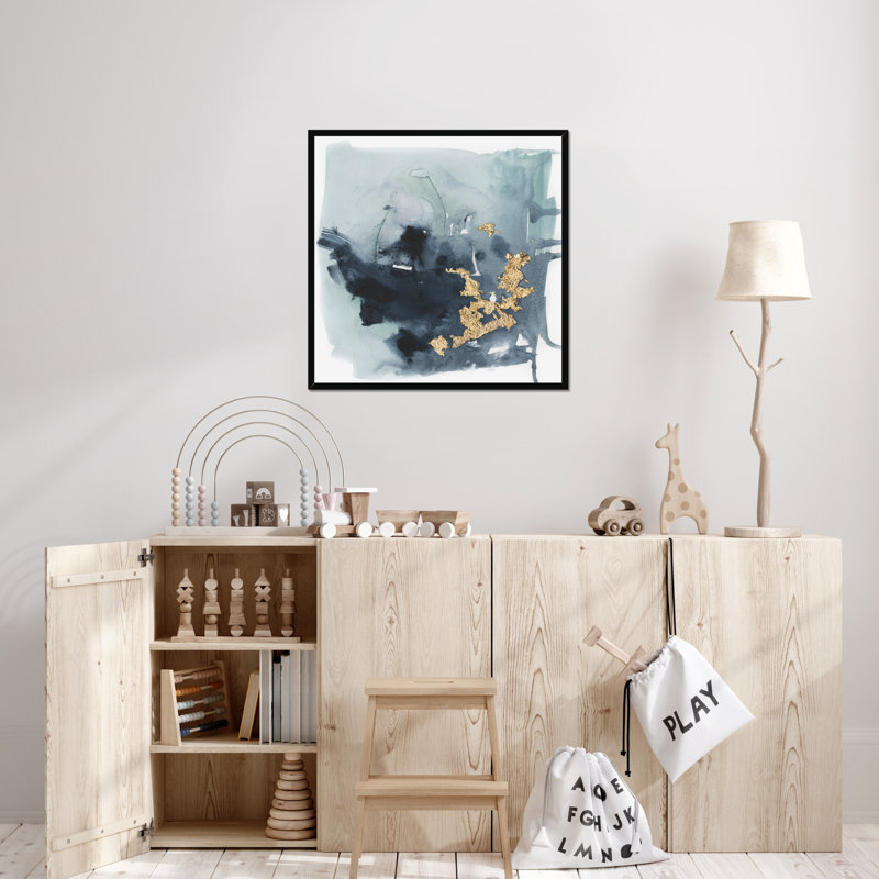 Cerulean & Gold I by Victoria Borges - Print, Black Framed Paper Print, 95cm H x 95cm W