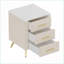Table de chevet rembourrée beige à 3 tiroirs Plateau marbré