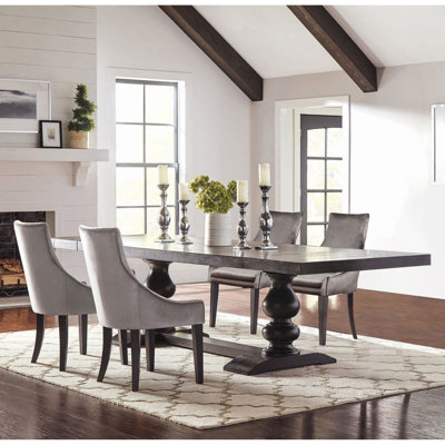 Vallerie Antique Noir And Grey 5-Piece Dining Set