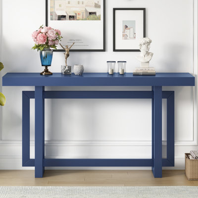 Table de chevet contemporaine bleu marine - pin, charge de 150 lb, installation minimaliste de style américain dans le vestibule, structure en pin, capacité, installation rapide