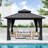Double Roof Hardtop Metal Patio Gazebo with Curtains and Netting-110377480-110377479-110777380