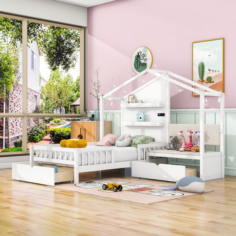 Lit simple 2 tiroirs Yoan, Blanc