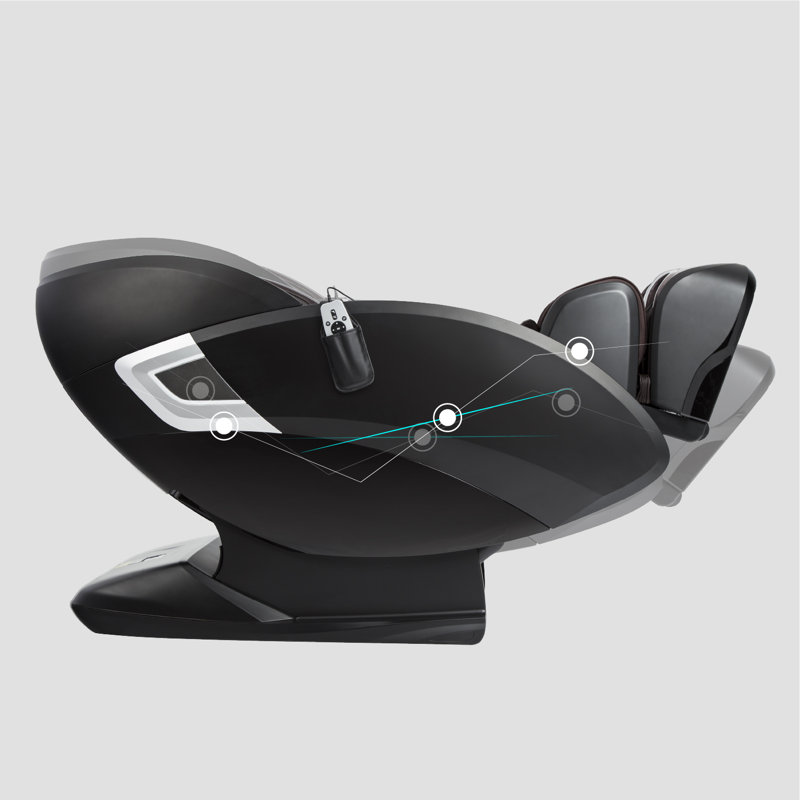 Black Faux Leather Zero Gravity Massage Recliner with Metal Frame