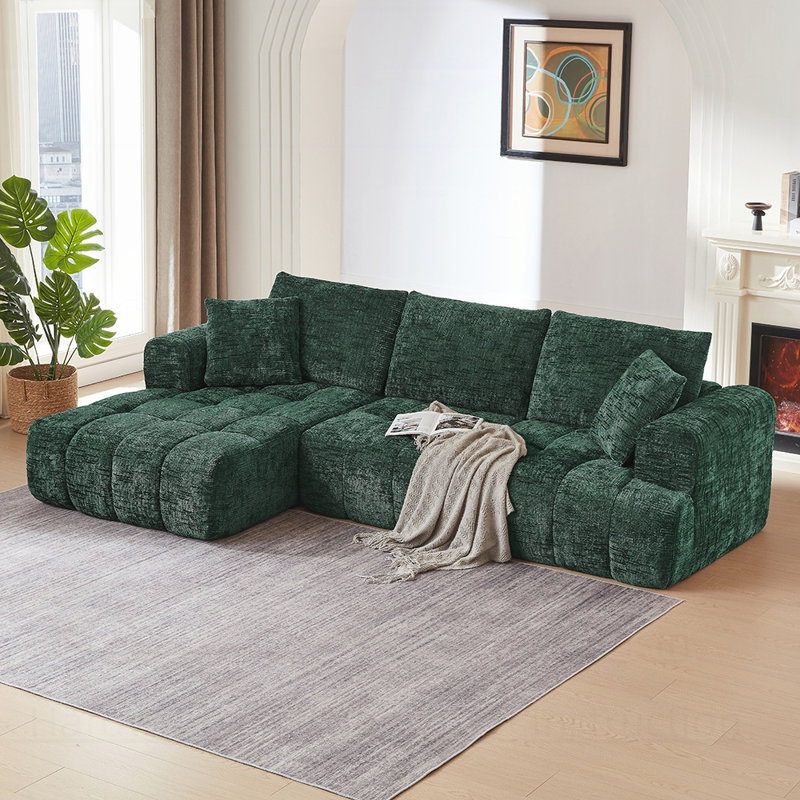 Canapé modulaire surdimensionné en L Chenille, design minimaliste, canapé-lit confortable pour les salons, les appartements et les espaces de réception