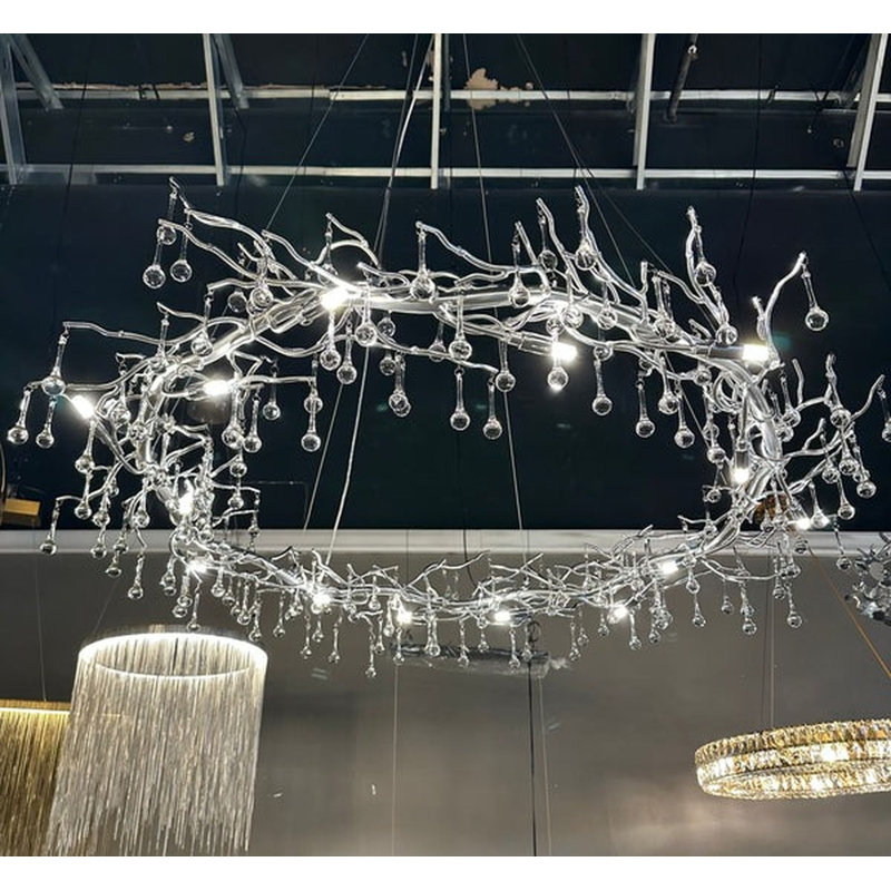 Susy Dimmable Round / Oval Chandelier, Champagne Silver Leaf, 10, 26" H x 32" W x 32" D