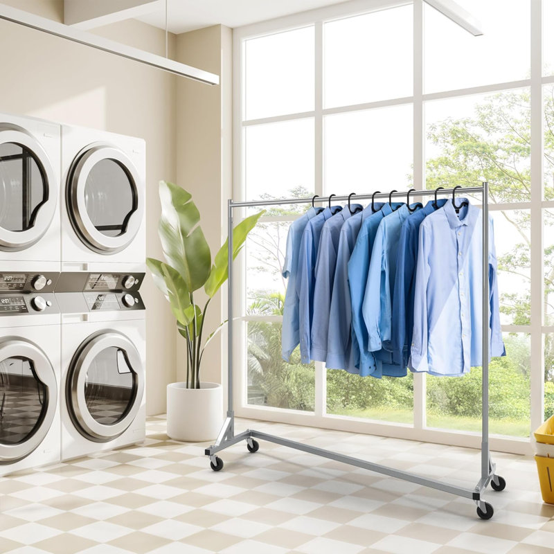 Support à vêtements à base en Z de qualité industrielle, charge de 400 lb avec barre très longue de 62 po