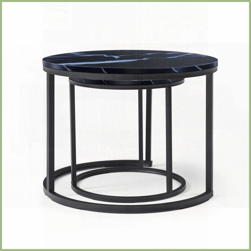 Ensemble de tables basses rondes 2 pièces Modern Modern, Noir
