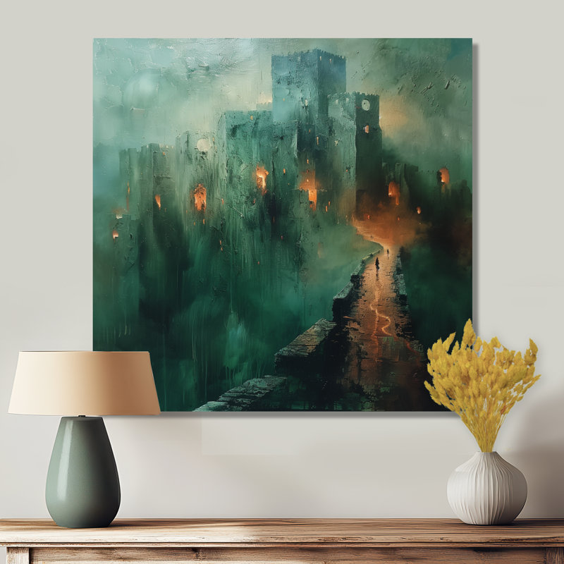 Art mural vert vert et jaune de la Forteresse majestueuse II - Forteresses, Toile tendue, H 30 po x l 30 po