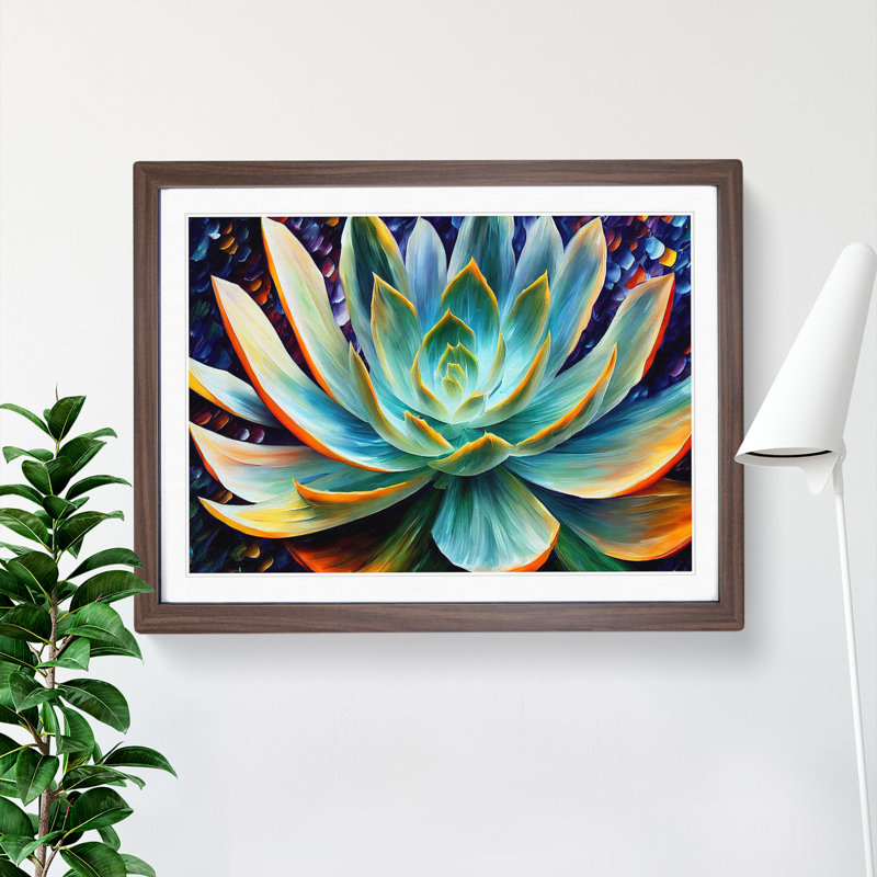 Succulent Plant Painting Vol.2 Abstract - Framed Print, 25cm H x 34cm W x 2cm D, Walnut Framed