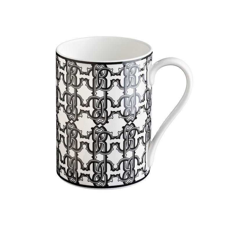Mug Cup MONOGRAM in Luxury Box diam. 2.5in, H 3.3in, cap. 12.5 oz, Black