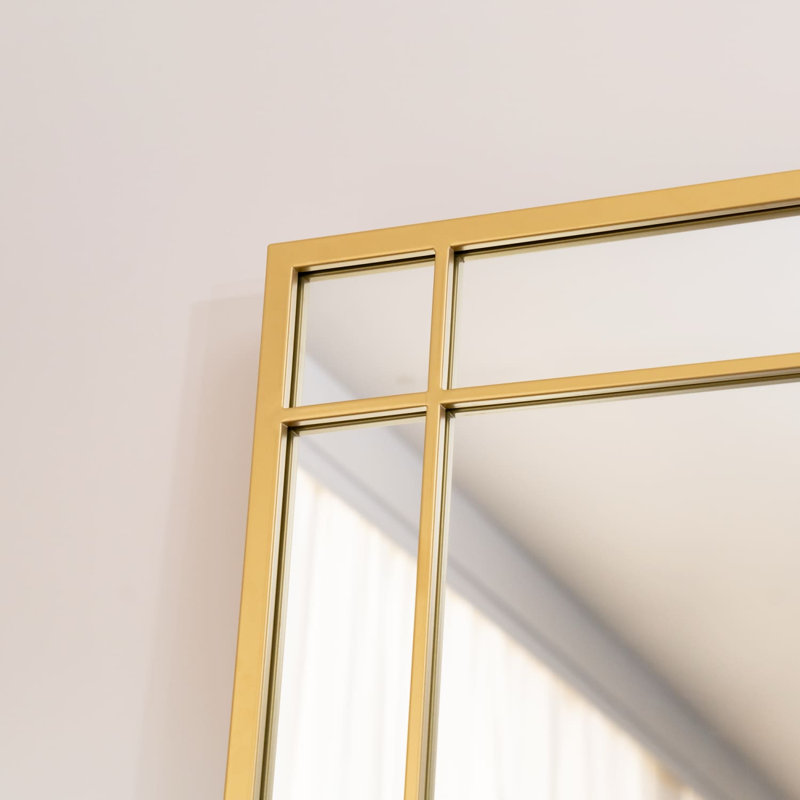 Aimi - Gold Metal Rectangle Window Wall & Leaner Mirror, 200cm x 120cm