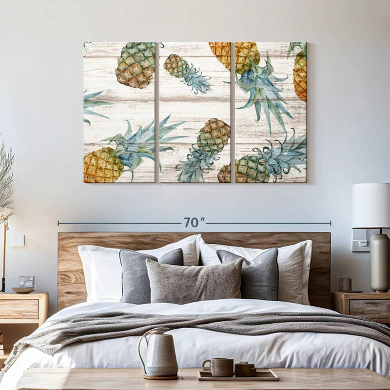 " Pineapple Pattern " by Mulberry Designs 3 - Pieces, 57" H x 36" W x 1.25" D