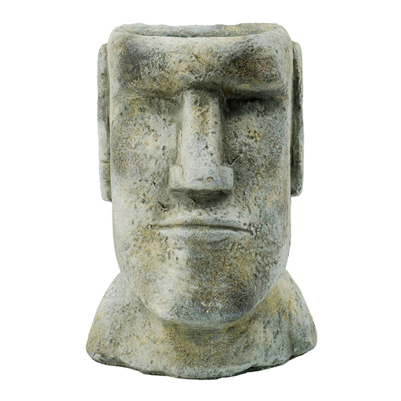 Modern Planter, Easter Island Cement Planter