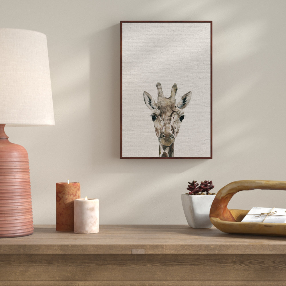 Cheeky Giraffe II - Floater Frame Painting Print on Canvas