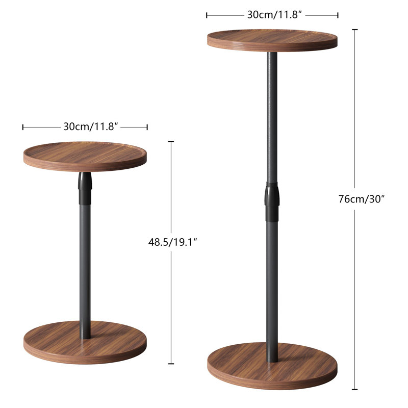 Adjustable End Table, Small Round Side Table