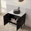 Meuble-lavabo de salle de bain avec lavabo, armoire de rangement autoportante avec 2 portes, lavabo en verre et comptoir en pierre frittée, sans robinet