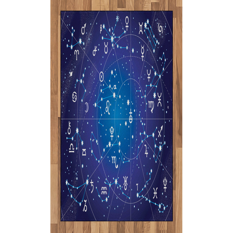 Astrology High Density Long Fiber Poly Threads Decorative Area Rug Carpet, Rectangle 2'7" x 5'