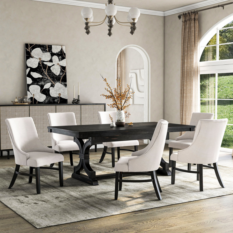 Ensemble de table de salle à manger Damarrea, 7 pièces : table, 6 chaises