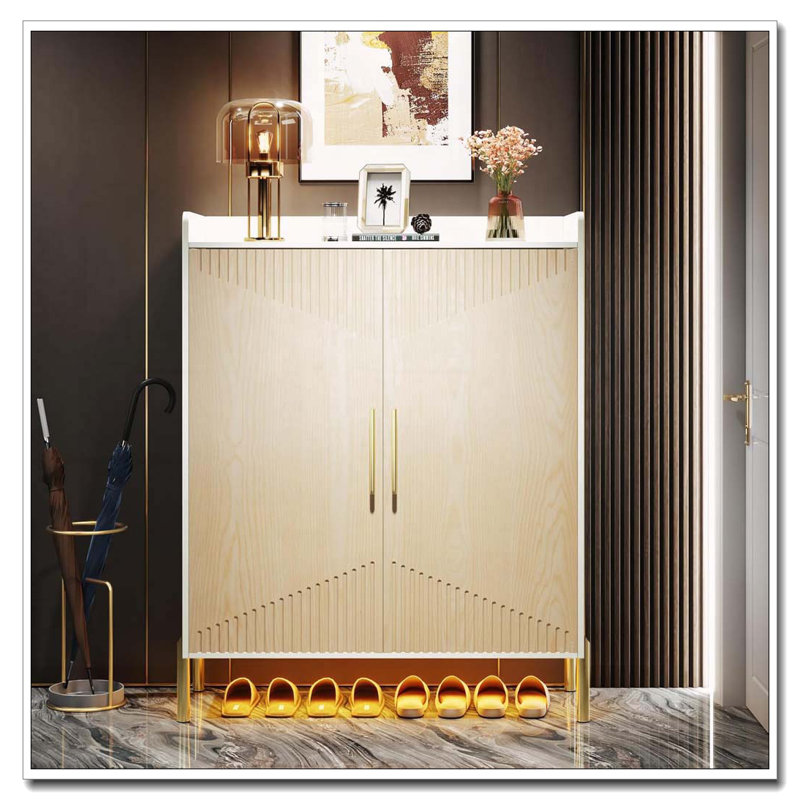 Armoire-bar 31,50 "avec 2 portes et tablettes Farmhouse, Doré