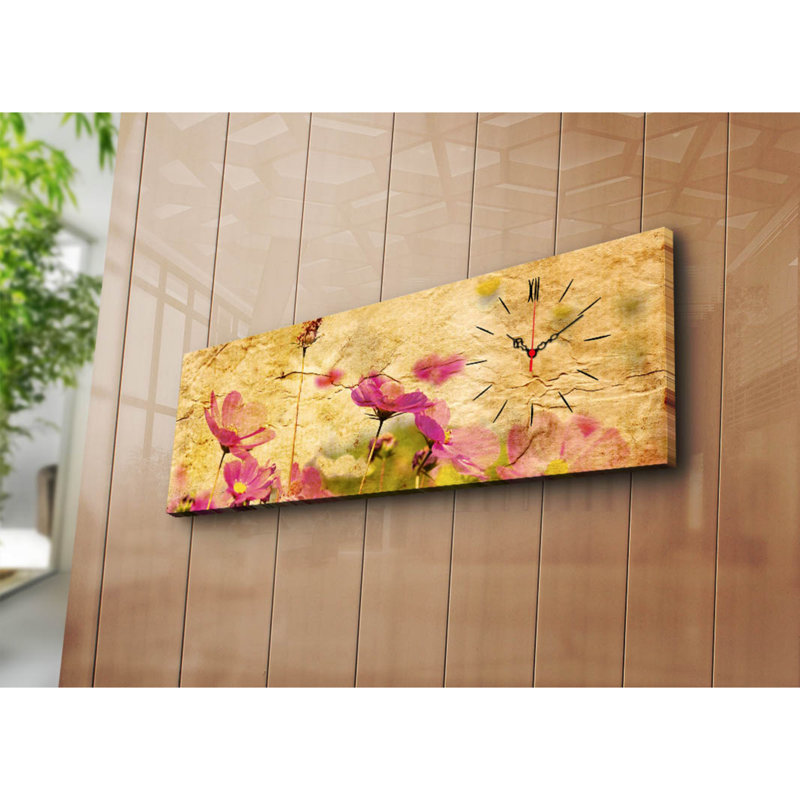 Horloge murale élégante en toile 11,8 po x 35,4 po | Toile 100% suède avec cadre 100% bois (épaisseur: 1,2 po) | Décoration élégante pour le salon, la chambre à coucher et le bureau, design intemporel