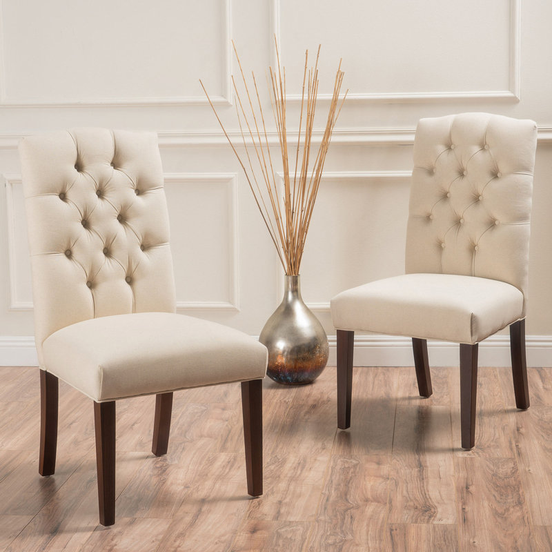 Chaise d'appoint rembourrée et capitonnée Éthylène, Mélange de polyester ivoire, Brun