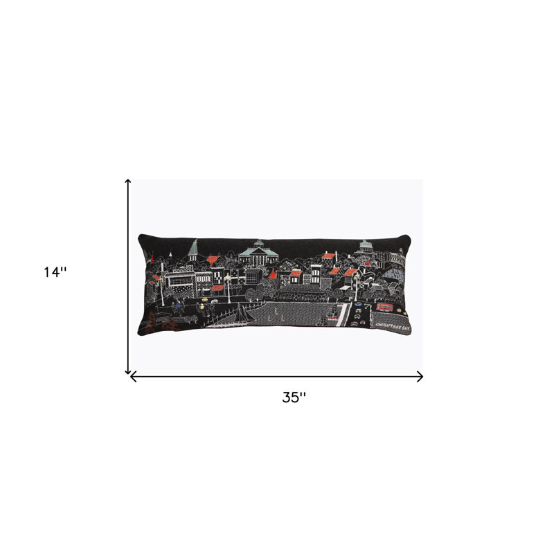 Coussin décoratif blanc Annapolis, Gris, 14 po x 35 po