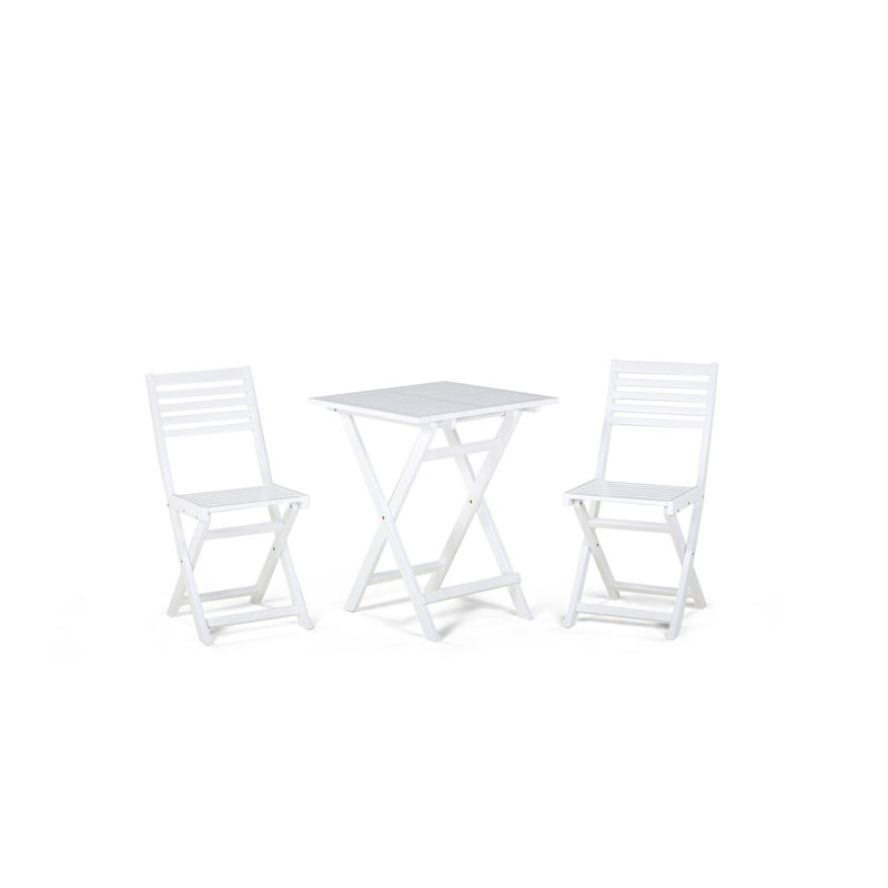 2 - Person Acacia Patio Dining Set with Rectangular Table, White