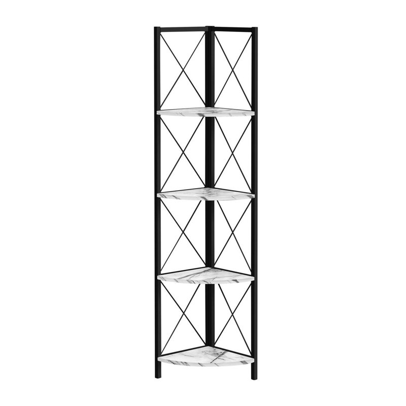 4-shelf metal bookcase, White