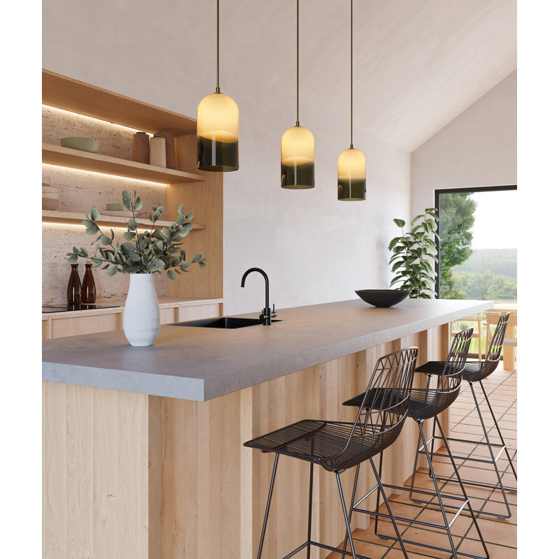 Pharos Pendant - White/Bronze Glass - Brushed Brass Metal Finish - 3500K -  Integrated LED, Brushed Brass, White/Bronze