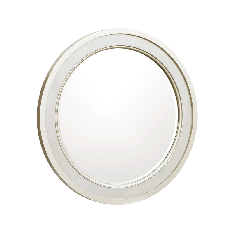 Zoey Contemporary Silver Wood Round Dresser Mirror 40"