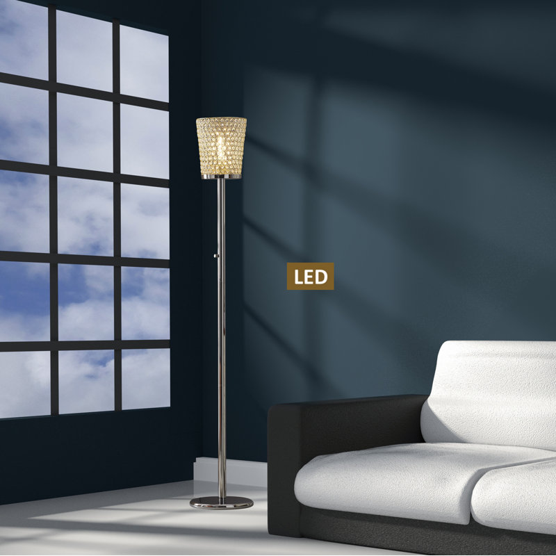 71'' Chrome Torchiere Floor Lamp, Chrome/Brass