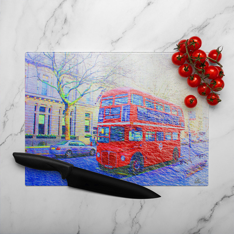 London Bus Glass Chopping Board