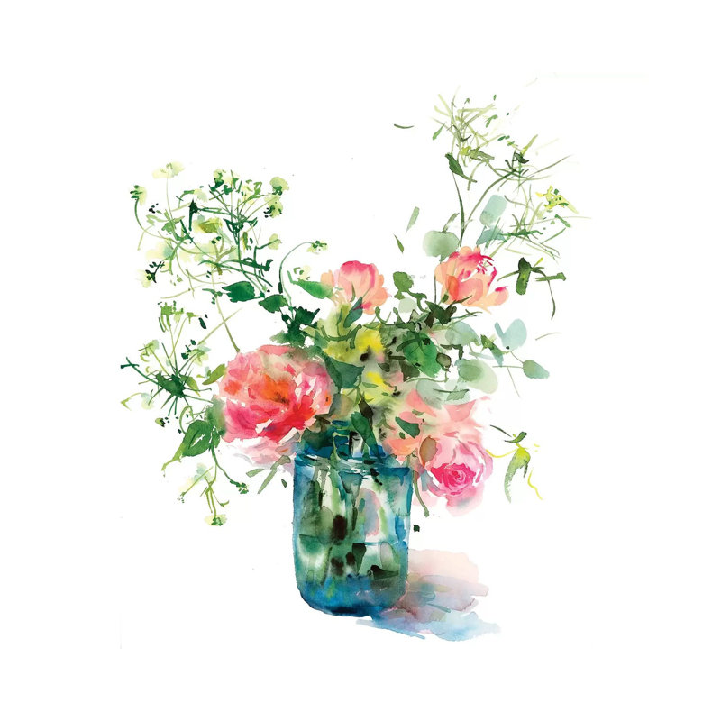 Garden Flowers by Gosia Gregorczyk - Wrapped Canvas Painting, 45.72 cm H x 45.72 cm W x 3.175 cm D
