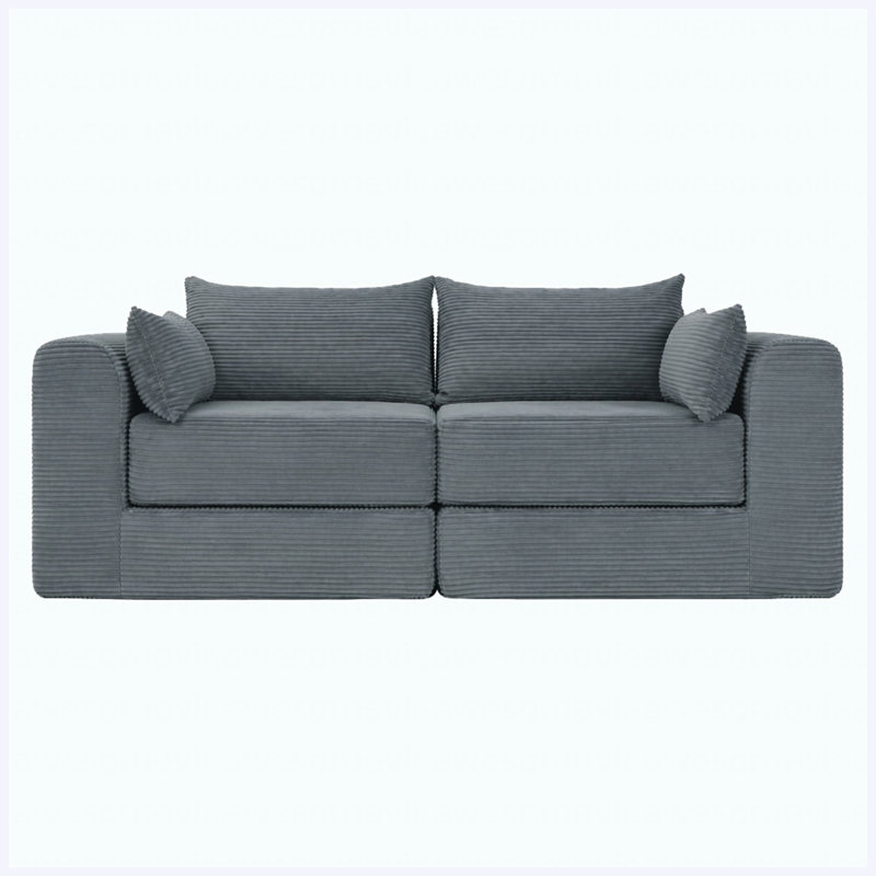 71inch-Modular Sofa Couch for Living Room, Velours côtelé gris