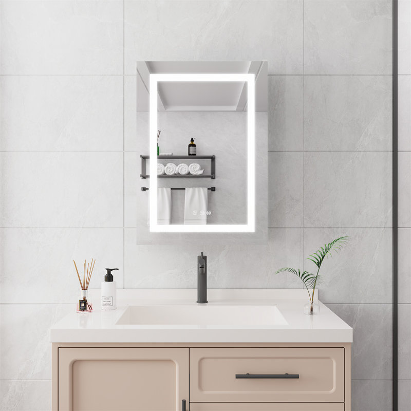 Armoire à pharmacie de salle de bain avec miroir DEL, H 25 po x l 33 po x P 9,3 po