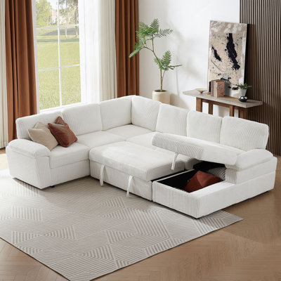 Oversized Modular Storage Sectional Sofa Couch for Living Room with Convertible Sleeper