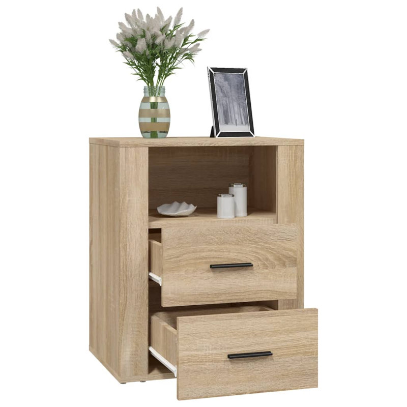 Jannika 50cm W Manufactured Wood Bedside Table, Oak