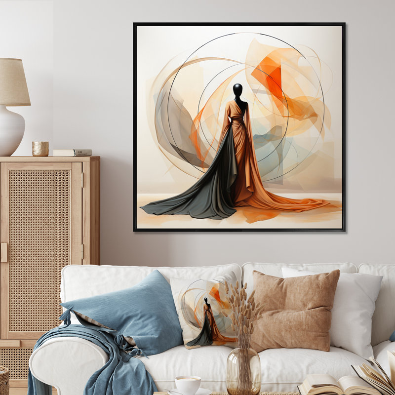 Abstrait contemporain danseur africain - art mural femme afro-américaine, H 30 po x l 30 po x P 1 po, Cadre flottant noir