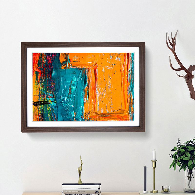 Abstract Art Painting Vol.53 by S.Johnson - Framed Print, 62cm H x 87cm W x 2cm D, Walnut Framed