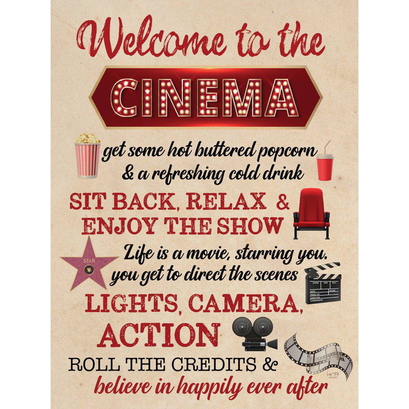«Welcome To The Cinéma» sur toile par Lux + Me Designs, H 12 po x l 8 po