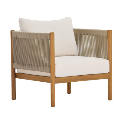 Outdoor Club Chair With Acacia Wood Frame In Teak Look