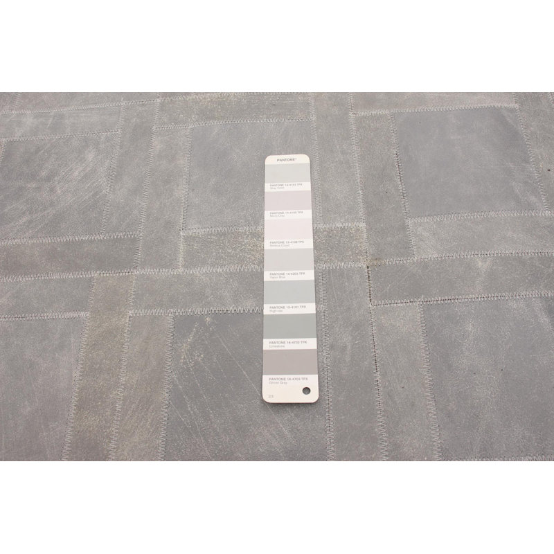 Cuir Tapis décoratif gris tissé à la main géométrique