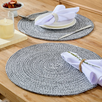 4-pack, Two Tone Cotton 15" Round Woven Placemat Sets