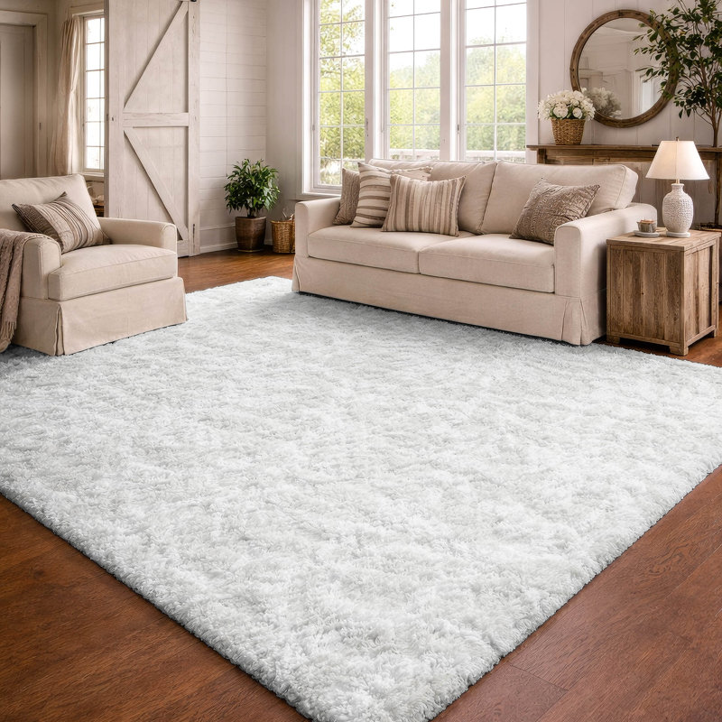 Tapis à poil long de qualité supérieure lavable à la machine ADS551, Ivoire ivoire, 10 pi x 14 pi
